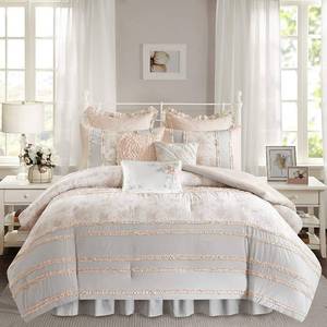 lot 33 image: Madison Park 100% Cotton Comforter Set-Down Alternative, King(104x92), Serendipity, Coral 9 Piece