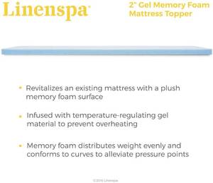 lot 17 image: LINENSPA 2 Inch Gel Infused Memory Foam Mattress Topper, King