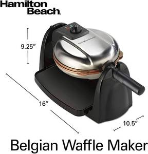 lot 74 image: Hamilton Beach 26031 Belgian Waffle Maker with Removable Nonstick Plates, Single Flip, Ceramic Grids, Black