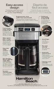 lot 65 image: Hamilton Beach Programmable Coffee Maker, 12 Cups, Front Access Easy Fill, Pause & Serve, 3 Brewing Options, Black