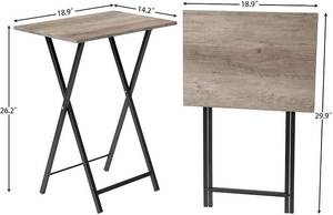 lot 19 image: HOOBRO Folding TV Tray Tables, Set of 2, Greige & Black