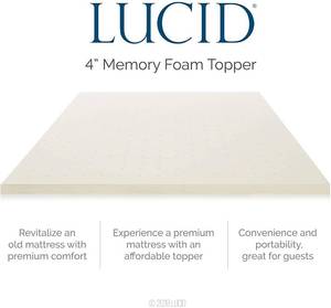lot 118 image: LUCID 4 Inch Ventilated Memory Foam Mattress Topper - King