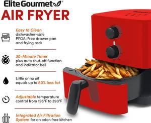 lot 86 image: Maxi-Matic Elite Gourmet 1 Qt. Compact Space Saving Electric Hot Air Fryer, Red