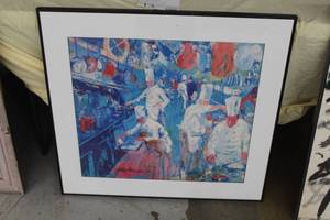 The Kitchen by Leroy Neiman circa 1977 Signed Art , FramedSingle Matte