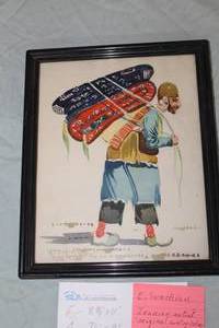 The Rug Maker by E. Svachian (Iran) circa 1956 Signed Original Watercolor , Framed