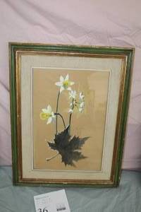 White and Yellow Flowers Signed Art , FramedSingle Matte