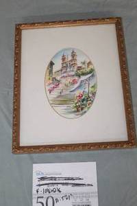 The Steps To The Palace by Luzzaro Signed Art , Wood FrameSingle Matte