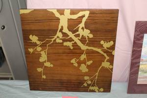 Gold Branches Wood Art , Unframed