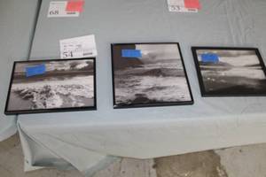Ocean Landscape Black & White 3-piece Set , Framed