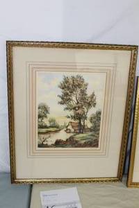 The Farm Down By The River Signed Art , FramedSingle MatteGlass