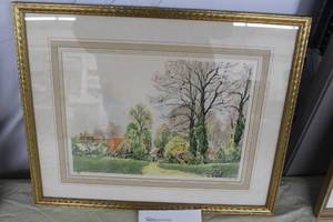 The Old Farm Signed Art , FramedSingle MatteGlass