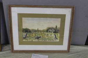 The Old Farm Signed Art , Wood FrameDouble Matte