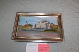Vintage Columbia Univerity New York Reverse Painting on Glass , Framed