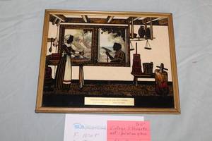Vintage Silhouette Painting on Glass , Framed