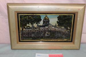Vintage Notre Dame University Reverse Painting on Glass , Framed