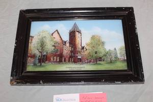 Vintage Cumberland University Lebanon TN Reverse Painting on Glass , Framed