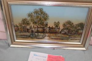 Vintage Princeton University Reverse Painting on Glass , Framed