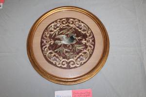 Bird Embroidered On Silk with Gold Thread , FramedSingle Matte