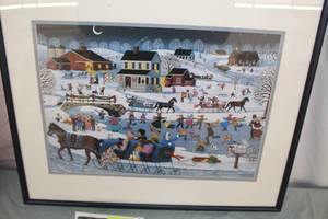 Ice Skating by Sheila Lee #3335 Signed&Numbered Artists Proof Print , FramedDouble Matte