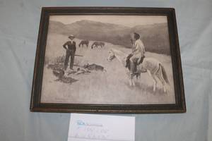 The Meeting by Frederic Remington Signed Art , Framed