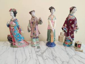 Four Asian Figurines- Need Repair