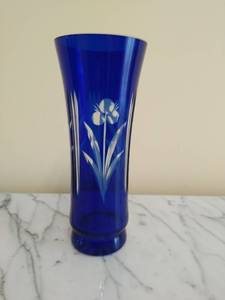 Blue Cut to Clear Vase