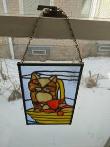 Stained Glass Cat Scene