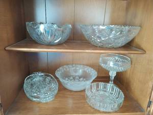 Collection of Crystal and Glass Serving Items