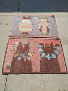 Two Vintage Cat Rugs