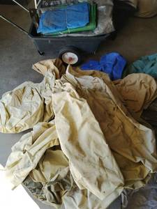 Cart with Tarps and Outdoor Furniture Covers