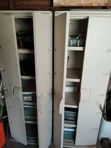 Two Rubbermaid Cabinets with contents