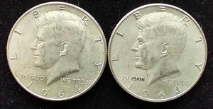2 90% Silver Kennedy Half Dollars