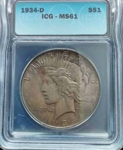 1934-D Peace Dollar - MS61