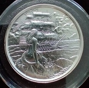 High Relief 2 Oz Silver Mermaid Coin