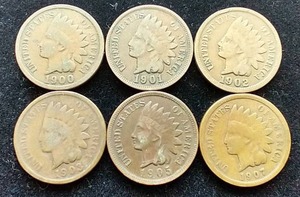 6 Indian Head Pennies