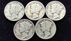 5 Mercury Dimes