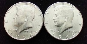 2 90% Silver Kennedy Half Dollars
