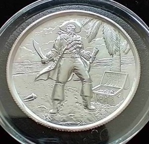 High Relief 2 Oz Silver Pirate Coin