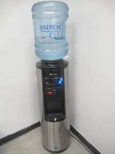 lot 802 image: Glacier Bay Hot, Room and Cold Water Dispenser in Stainless Steel - Used in Breakroom, Works Great