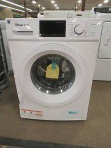 lot 834 image: Magic Chef, MCSFLW27W 24 in. 2.7 cu. ft. Front Load Compact Washer in White, Slight Scratch and Dent, Electronics Work.
