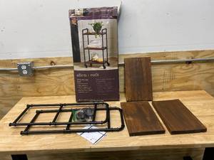 lot 99 image: ALLEN  ROTH Black Steel Base with Wood Top Rolling Kitchen Cart (15.315-in x 10.67-in x 26.82-in)