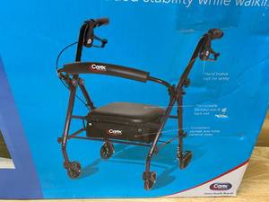 lot 83 image: CAREX Steel Rollator Walker with Seat and Wheels