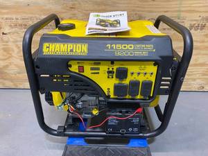 lot 61 image: CHAMPION 11,500-Watt9,200-Watt Electric Start Gas Powered Portable Generator with CO Shield