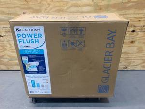 lot 103 image: GLACIER BAY Power Flush 2-Piece 1.28 GPF Single Flush Elongated Toilet in White with Slow-Close Seat Included (Base Only)