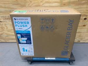 lot 30 image: GLACIER BAY Power Flush 2-Piece 1.28 GPF Single Flush Elongated Toilet in White with Slow-Close Seat Included