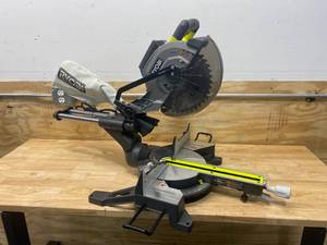 lot 8 image: RYOBI 15 Amp 10 in. Sliding Compound Miter Saw with LED