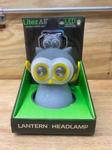 lot 52 image: LITEZALL Owl Themed Headlamp and Lantern Combo