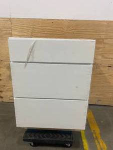 lot 60 image: HAMPTON BAY Courtland Shaker Assembled 24 in. x 34.5 in. x 24 in. Stock Drawer Base Kitchen Cabinet in Polar White