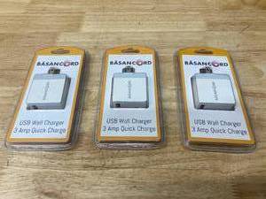 lot 122 image: BASANCORD Lot of 3-  USB Wall Chargers (3 amp)
