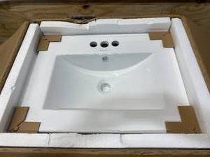 lot 133 image: SWISS MADISON 24 in. Ceramic Vanity Top with 3-Faucet Holes with White Basin